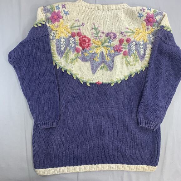 Cullinane Hand Knit Vintage Sweater Floral Shoulder Padded Womens Size Large - Picture 7 of 9